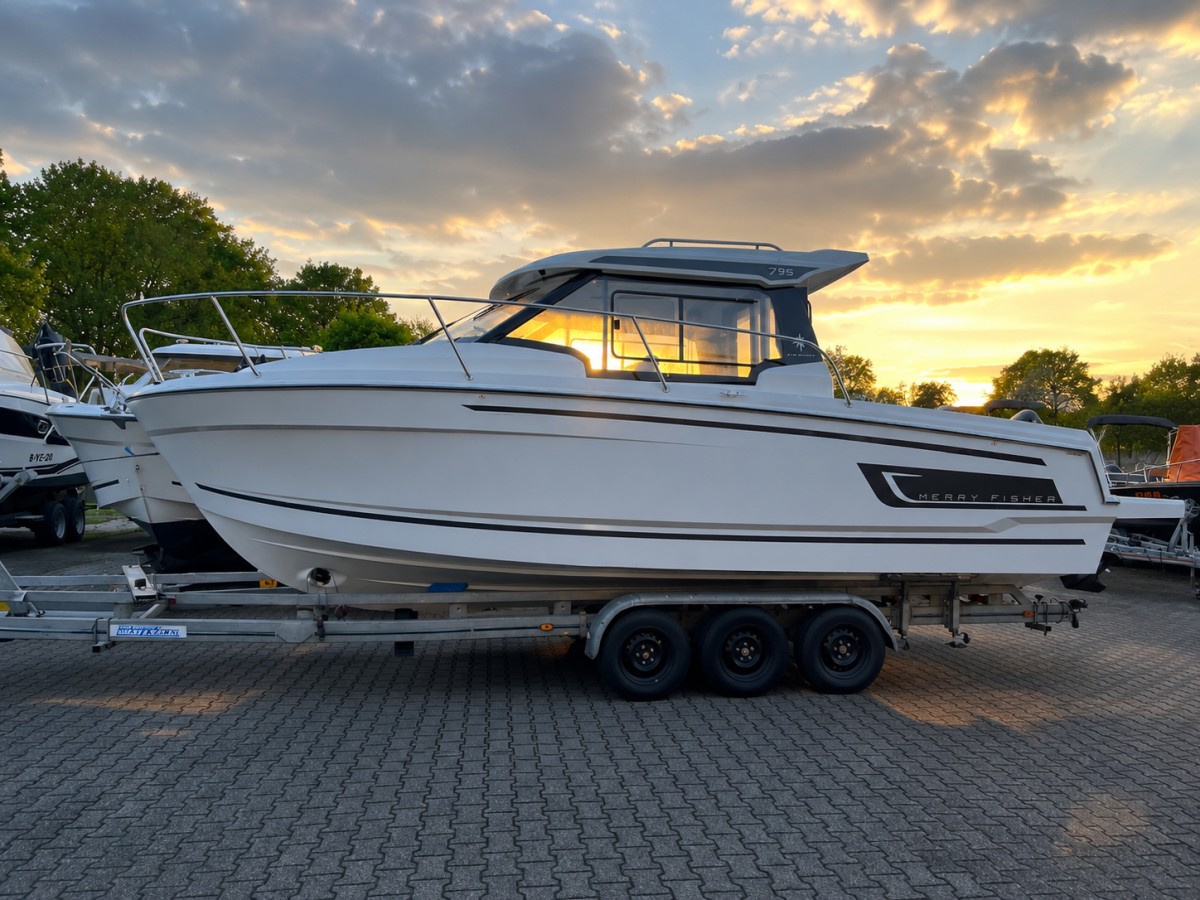 Jeanneau Merry Fisher 795 serie 2. Dit schip is aanwezig op de Suzuki stand van hiswa te water 2026.