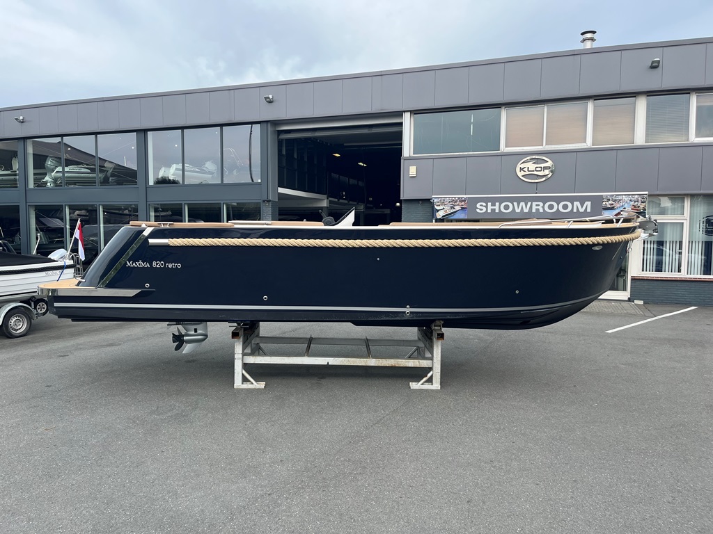 Maxima Boats 820 retro donkerblauw met Honda 150 pk op voorraad! — foto 1 van 16